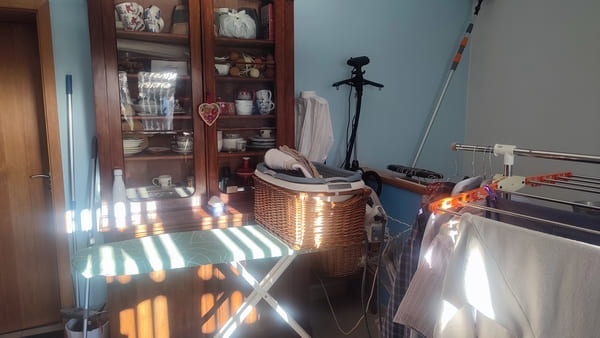 Buanderie moderne et fonctionnelle avec lave-linge, sèche-linge et rangements dans la maison à vendre à Saint-Bernard